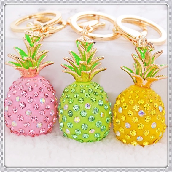 Gold Glitzy Pineapple PurseCharm KeyChain NWT New - Picture 6 of 8